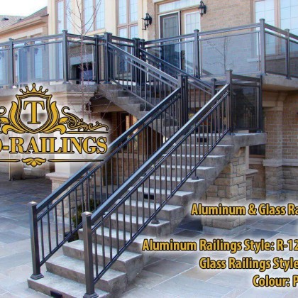 TorontoProRailings-AluminumRailings-R-12-Style-Pewter-Combined-with-Glass-Railings-GR-2Open-Style