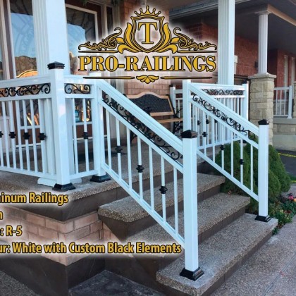 TorontoProRailings-AluminumRailings-R-5-Style-White-w-BlackElements-Porch