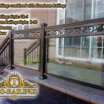 TorontoProRailings-Glass-Railings-Style-GR-5-Pewter-Glass-Clear-combined-with-Aluminum-Railings-Style-R-20-Deck