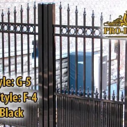 TorontoProRailings-Aluminum-Gate-Style-G-5-Fence-Style-F-4-Colour-Black